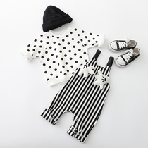 Baby clothes spring clothes baby straps suit Spring and Autumn 3 infants 2 children 0 Boys 1 year old pants foreign gas