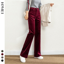 women's autumn winter corduroy wide leg pants fleece pants high waist sagging striped moped trousers plus size loose casual pants