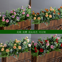 Simulation Rose Flower Trough Outdoor Fake Flower Emulated Flower Partition Fence Decoration Pendulum sale Office Outdoor Flower Box Flower Arrangement