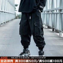 AOGZ National Tide brand functional wind overalls mens spring and autumn ins loose hip-hop leisure high street trend corkhead pants