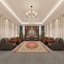 Office New Leather Art Modern Reception Room Business Talks Genuine Leather Cloth Art Minimalist Meeting Sofa Composition