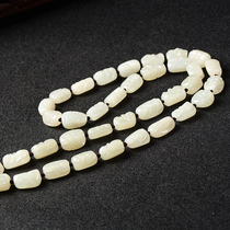 Hetian Jade White jade DIY lanyard Mens and womens money chain jade rope Natural Jasper eighteen Arhat jade beads Halter rope