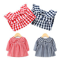 Autumn clothes doll collar base shirt autumn plaid shirt female baby long-sleeved t-shirt cute 2021 new trend