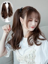 Curly hair double ponytail wig lolita soft sister cos Japanese loli jk strap type double ponytail wig piece