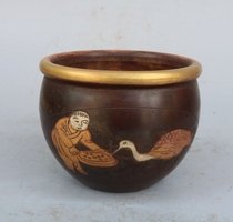 Imitation ancient pure copper cylinder jars with copper polychaetro jar cylinder Home Decorative Handicraft Ancient Play Bronze Ware Collection Old Bags Pulp