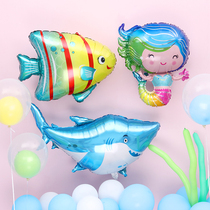 Cartoon Aluminum Film Balloon Baby Children Birthday Party will send a pair of arranged marine animal shark seahorse octopus
