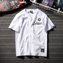 Couple t-shirt Hong Kong trendy brand wild letter embroidery short-sleeved summer round neck mens half sleeve loose multi-color casual shirt