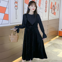 Pregnancy Woman Dress Spring Loaded Round Collar Long Sleeve Pendant With Skirt Suit 2022 New Long Section Large Code Loose One-piece Dress Two-piece Set