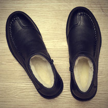 Cotton shoes mens 2022 winter new leather snow boots warm plus velvet thick dad shoes non-slip large size wool shoes