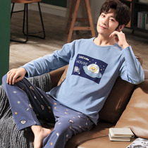 Autumn Winter Pajamas Men's Teenagers Pure Cotton Long Sleeve High School Students Big Boys Casual Mens Home Clothing Sets