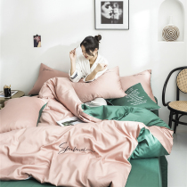 60 gung satin long suede cotton pure cotton four sets full cotton pure color Nordic linen bed bedding 4 pieces of kit