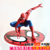 New large spider-man with base handsome birthday cake decoration childrens theme cake ornaments net red