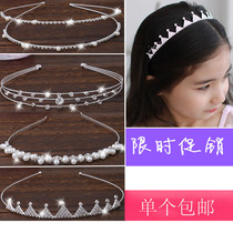 Korean children sweet princess hair accessories little girl rhinestone hair hoop headwear girls shining crown accessories