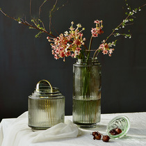 Modern home decoration hotel model room flower living room insert vase fashion light luxury glass vase ornaments