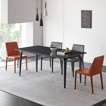 Italian minimalist rock plate dining table and chair combination Modern simple rectangular marble dining table Small apartment dining table