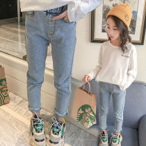 Girls jeans 2021 new spring trousers Korean version of foreign style fashion children wear wild trendy casual pants