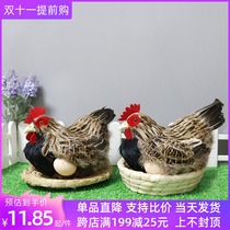 Simulation chicken crafts ornaments hatching hen feather animal model farm supermarket poultry props chicken coop egg