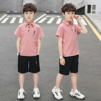 Childrens clothes boy summer clothing suit 2022 new CUHK child summer boy handsome POLO shirt ocean Korean version tide