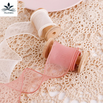 4cm South Korea imported roasted side gauze floral packaging fishtail snow gauze with handmade DIY bow hand holding flower ribbon