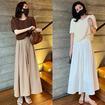 Square bubble pleated short sleeve T-shirt 2021 summer New straight tube thin design sense niche top skirt skirt