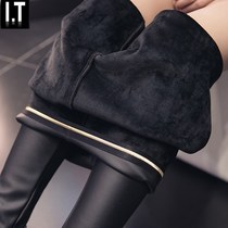 Hong Kong 2021 autumn and winter gush leather underpants thickened outside wearing long pants small leggings pants leather pants leather pants elastic big code women pants