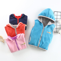 2021 new autumn and winter baby childrens waistcoat composite fleece thick coat boy and girl fleece outer wear waistcoat