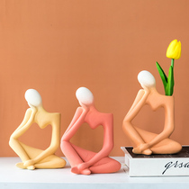 Creative ins Nordic figure thinking about dry flower inserts vase swing piece home living room TV cabinet modern decorations