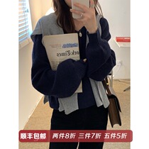 Mustard homemade sweater womens 2021 spring and autumn new Korean version loose outside wear v-neck sweater thickened pullover