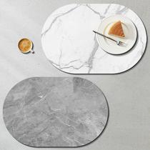 Imitation marble oval leather Western dining cushion waterproof oil and heat insulation home bowl pad pvc table cushion dining cushion table cloth