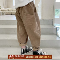 Boys' Torre Pants 2021 Spring and Autumn New Children's Corduroy Pants Children's Pants Korean Style Tide