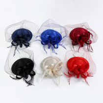 New European and American dance dinner top hat cheongsam show headdress Jockey Club linen hat bridal headgear hat hat