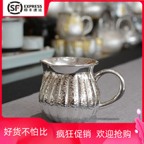 999 Sterling Silver Road cup pure hand portable tea divider foot silver 999 road pot silver tea set kung fu Japanese Tea Sea