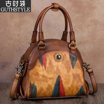 Retro Bag Leather Bag Cow Leather Genuine Leather Girl Bag Inclined Satchel Bag Woman Single Shoulder Bag Woman Handbag Woman 2021 New Fashion