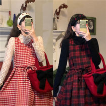 Temperament Port Taste Retro Teenage Girl Gine Vest Skirt Woman Long style Autumn Winter 2022 New Temperament Laces Dress dress