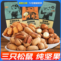Three Squirrels Hawaii Fruits Baguelnuts Bertan Wood Pure Nuts Combined Snacks Big Gift Bag Whole Box 500g Bagels