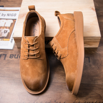 Martin shoes mens spring breathable cattle tendon bottom shoes Casual big scalp shoes British low-top booties tooling tide shoes