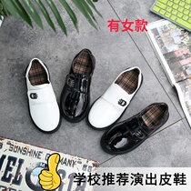 Boys leather shoes Spring and Autumn New British girls white shoes childrens performance shoes small shoes black shoes soft soles