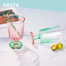 COSTA glass straw cup small crowdgoblet girl high face value water glass juice cup summer large capacity mug