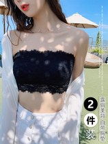 Japan strapless chest anti-light wrap chest underwear gathering Net red beauty back sexy suspenders lace base