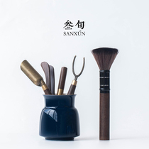Three-year-old blue tea ceremony six gentlemen set ebony wood tea clip tea Knife Kung Fu Tea tools tea art accessories