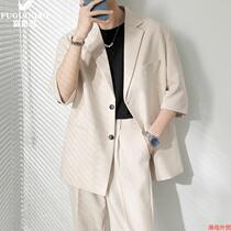 Fugui bird pure color midsleeve suit suit Korean version ins light cooked wind easy fall shoulder west suit jacket male youth tide