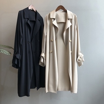 Japanese Hepburn wind trench coat womens long small 2020 new spring and autumn Korean version loose hanging coat jacket