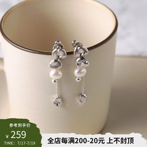 HeyJewel shaped natural pearl chain pendant earrings for women 925 silver premium design sense commuter earrings