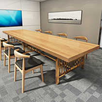 Nordic solid wood conference table long table simple modern long table table negotiation table and chair combination industrial wind meeting desk