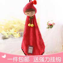 Cartoon cute hanging hand towel children super strong water absorption quick drying dry handkerchief wash hand towel