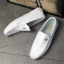 White Bean shoes mens 2021 Autumn New Korean trend wild personality casual lazy shoes mens white leather shoes