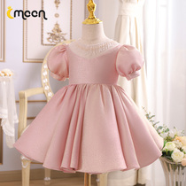 Baby one year old dress high-end childrens piano performance Foreign host Girl 100 days pink princess dress spring and autumn