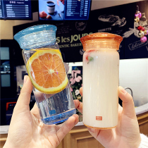 Creative cute heat-resistant scale diamond-shaped cover glass student simple portable water Cup for men and women fresh Harajuku Cup