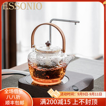 ESSONIO lifting beam cooking teapot household heat-resistant glass Japanese kettle automatic water electric pottery stove set
