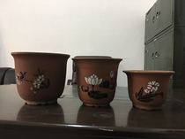 Purple sand red mud flower pot Second-hand thrift nostalgic collection film and television props planting flowers